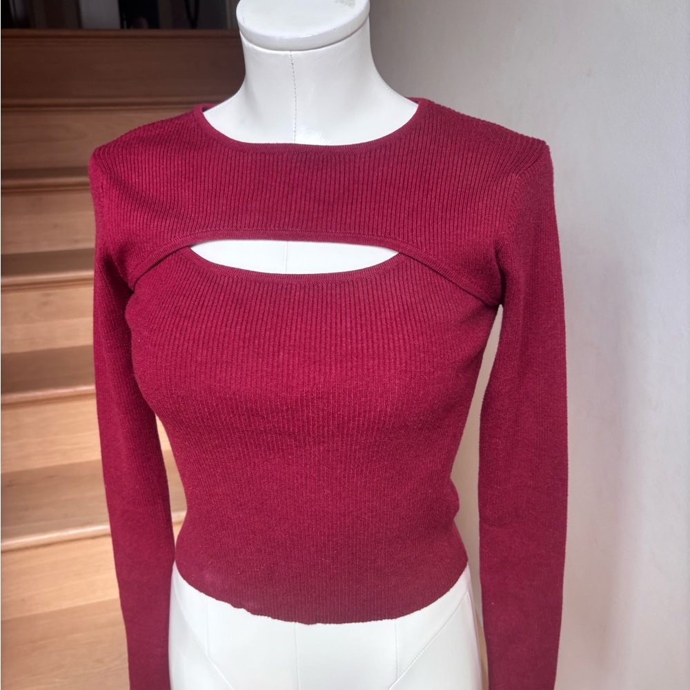 Anazon Cut-Out Red Sweater Top. Medium